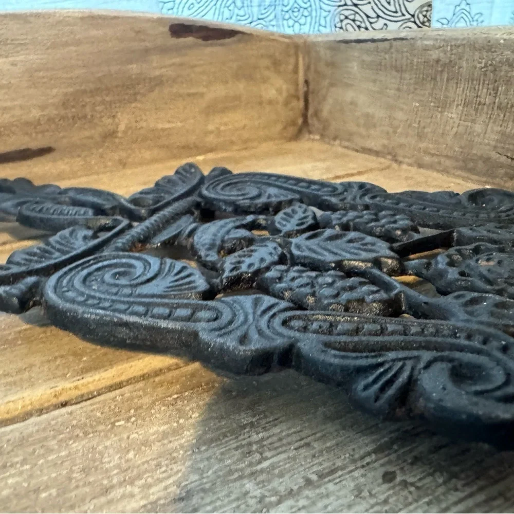 Ornate Black Cast Iron Trivet